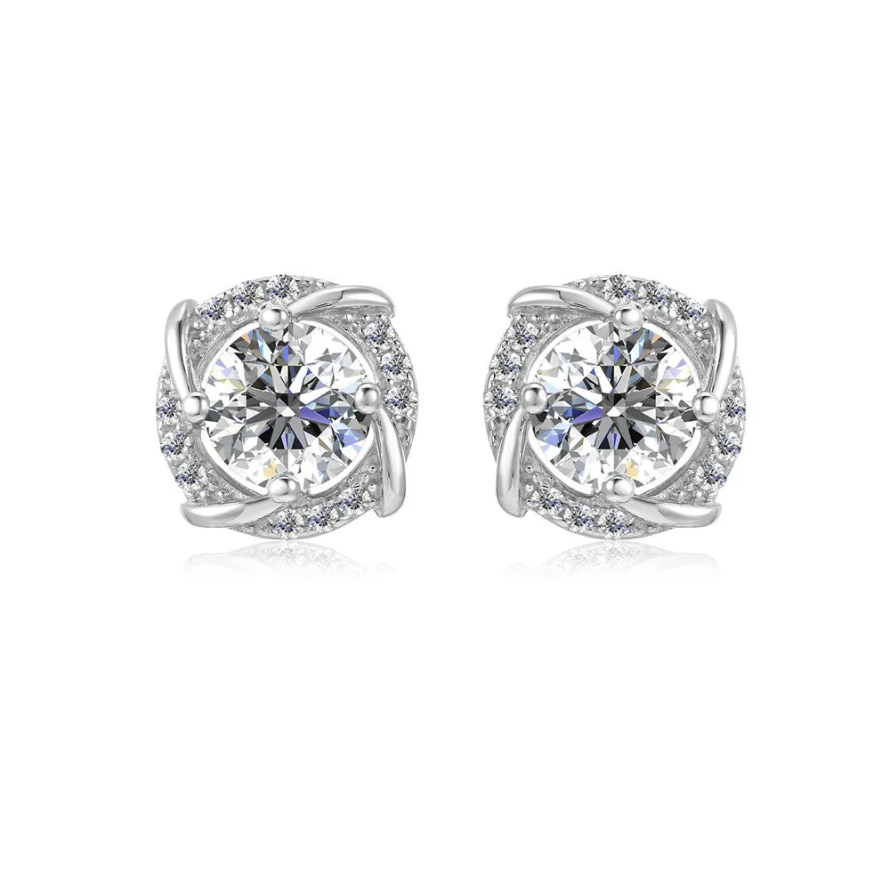 Moissanite by Cate & Chloe Jemma Sterling Silver Stud Earrings with Moissanite Crystals