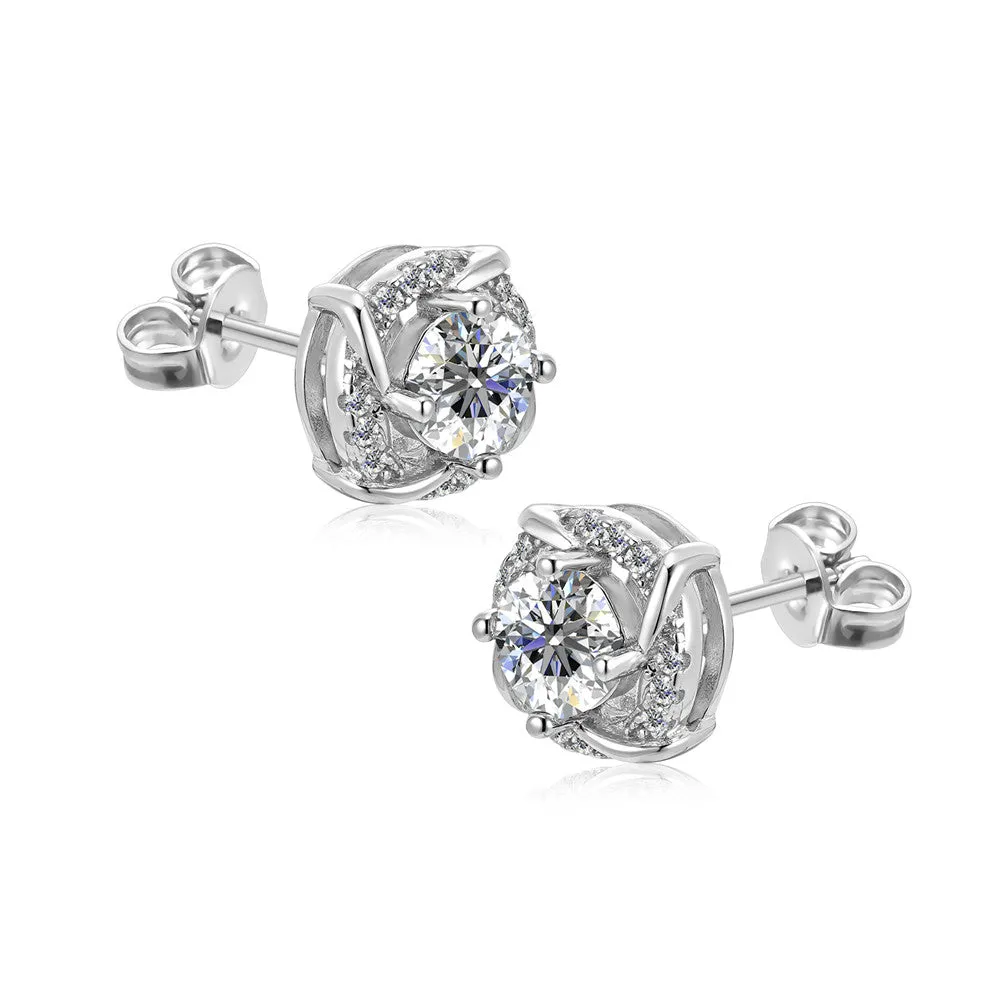 Moissanite by Cate & Chloe Jemma Sterling Silver Stud Earrings with Moissanite Crystals