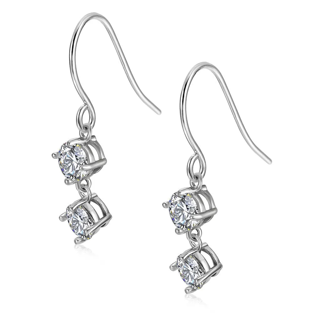 Moissanite by Cate & Chloe Talia Sterling Silver Dangle Earrings with Moissanite Crystals