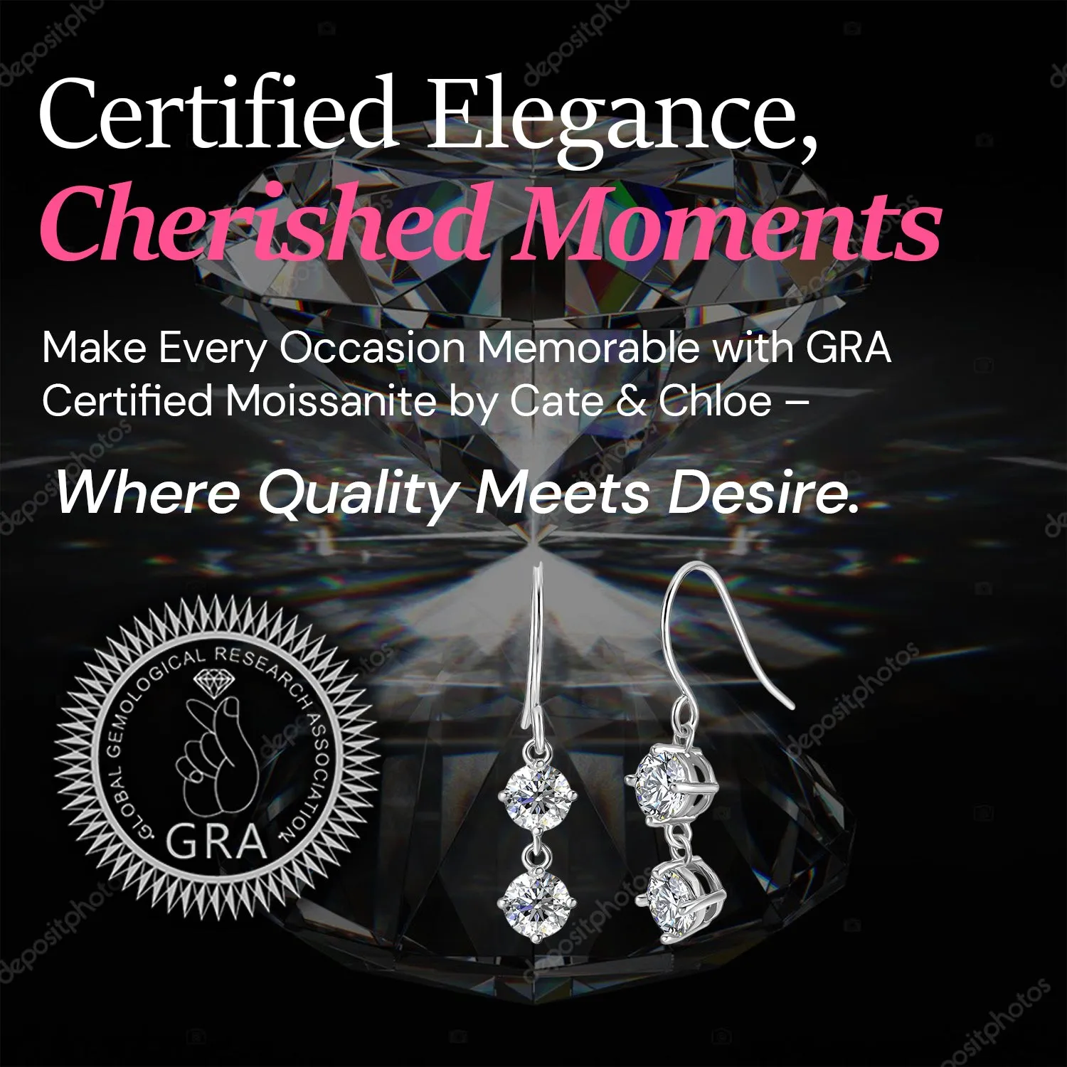 Moissanite by Cate & Chloe Talia Sterling Silver Dangle Earrings with Moissanite Crystals
