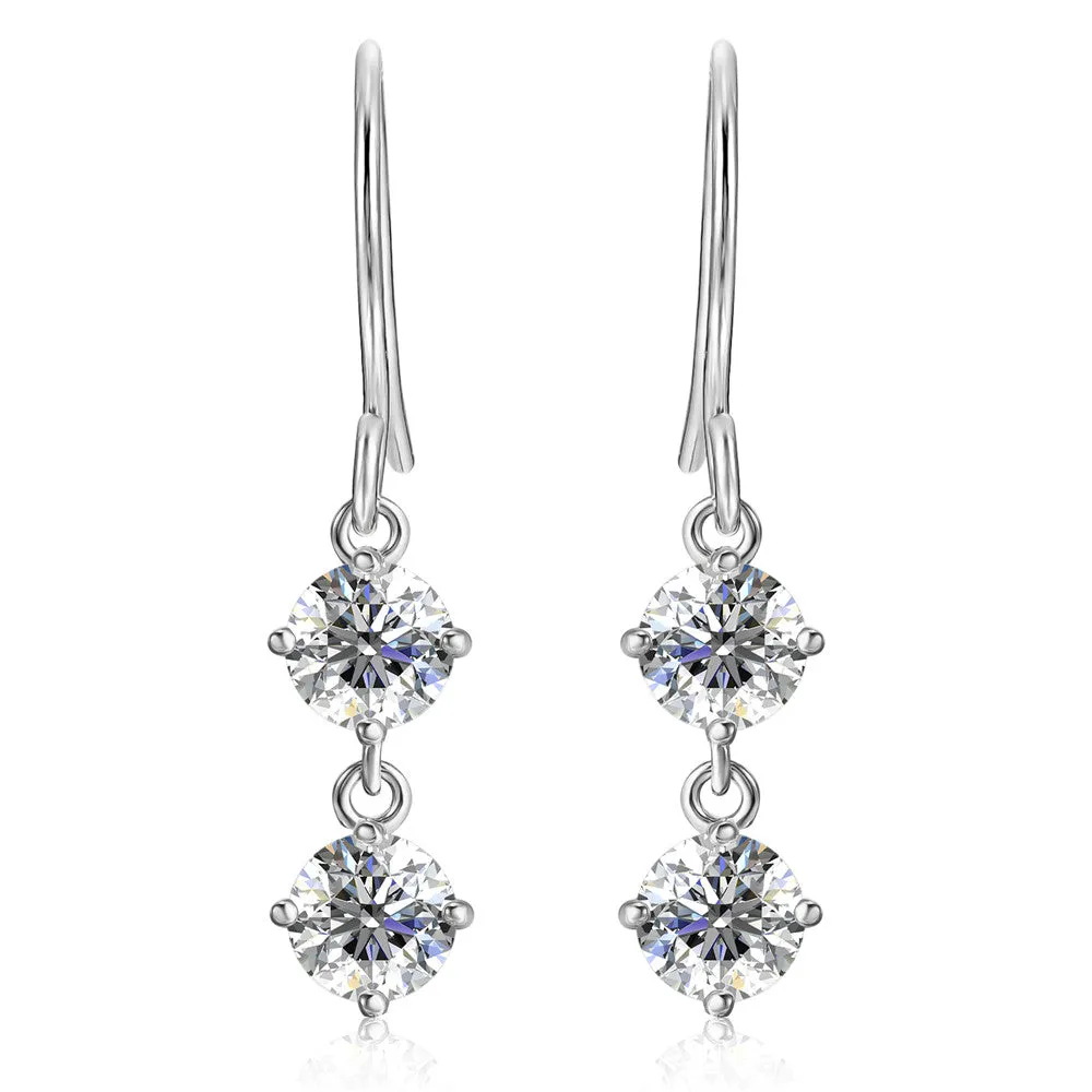 Moissanite by Cate & Chloe Talia Sterling Silver Dangle Earrings with Moissanite Crystals