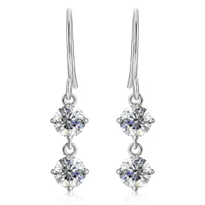 Moissanite by Cate & Chloe Talia Sterling Silver Dangle Earrings with Moissanite Crystals