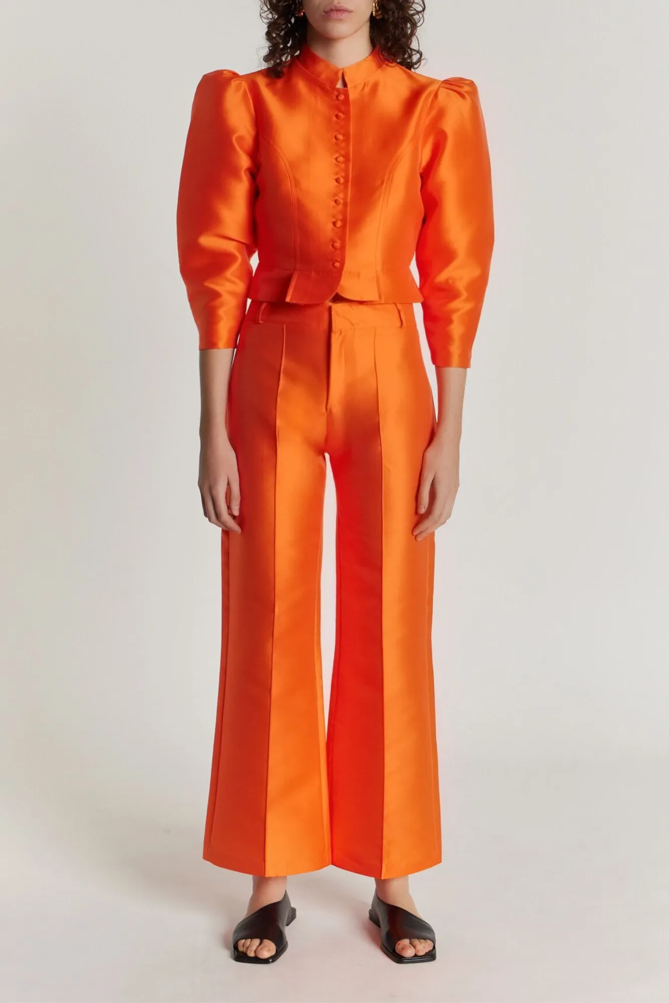 ORANGE Satin Puff Sleeve Jacket