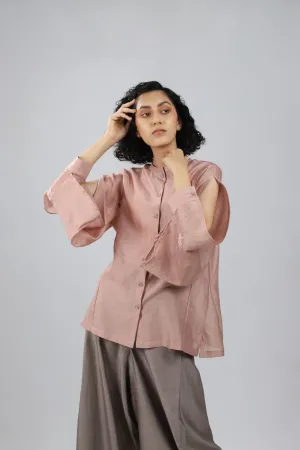 Pink Embroidered Slit Sleeve Top