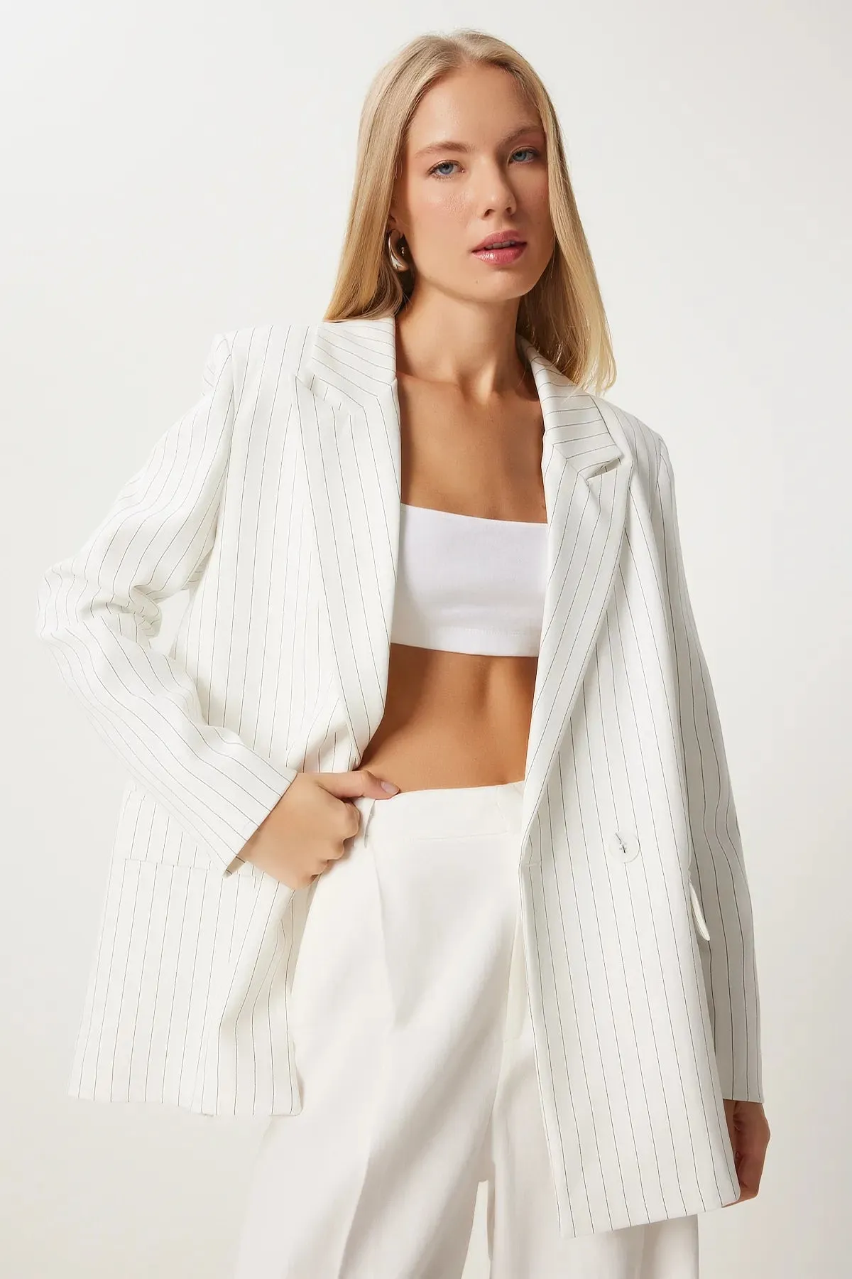 Pinstripe Oversize Double Breasted Jacket