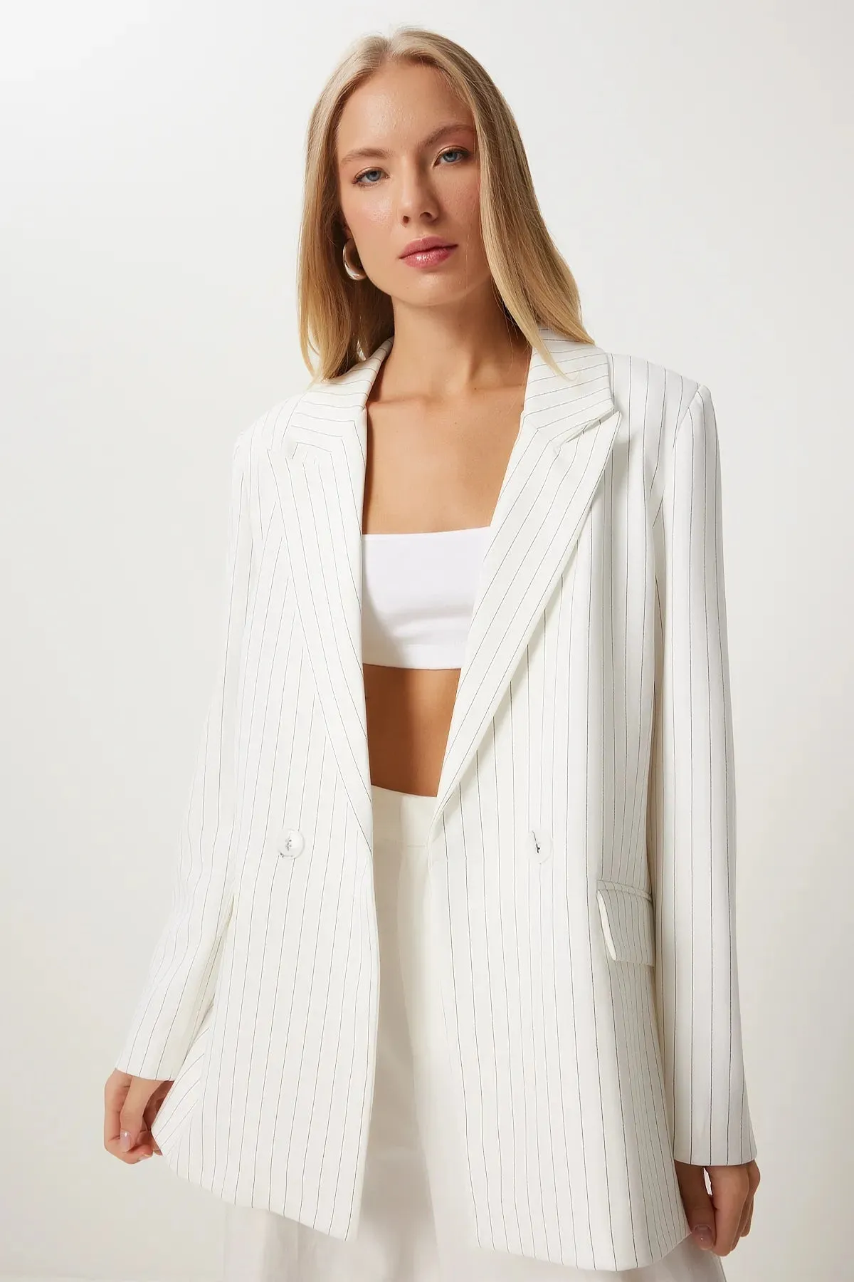 Pinstripe Oversize Double Breasted Jacket