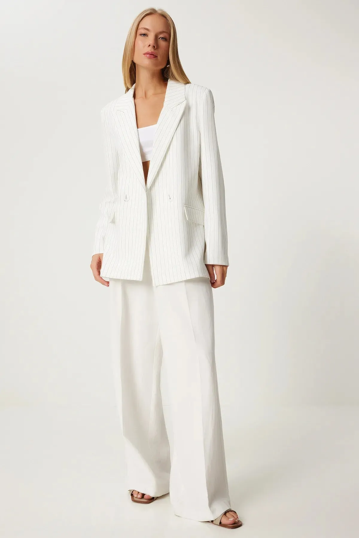 Pinstripe Oversize Double Breasted Jacket