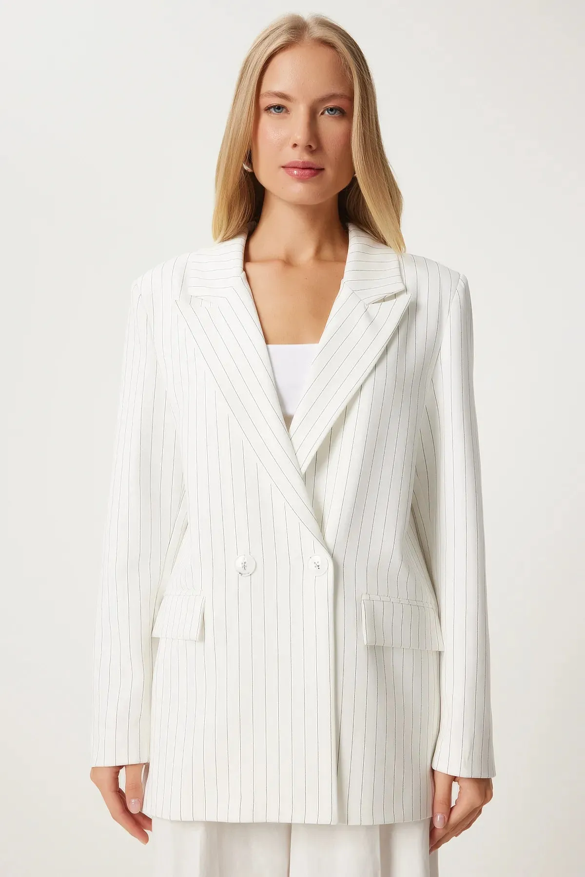 Pinstripe Oversize Double Breasted Jacket