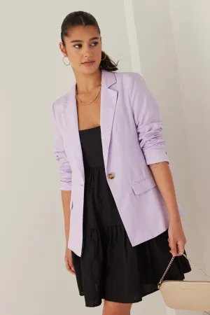 Piper Lilac Linen Tencel One Button Blazer