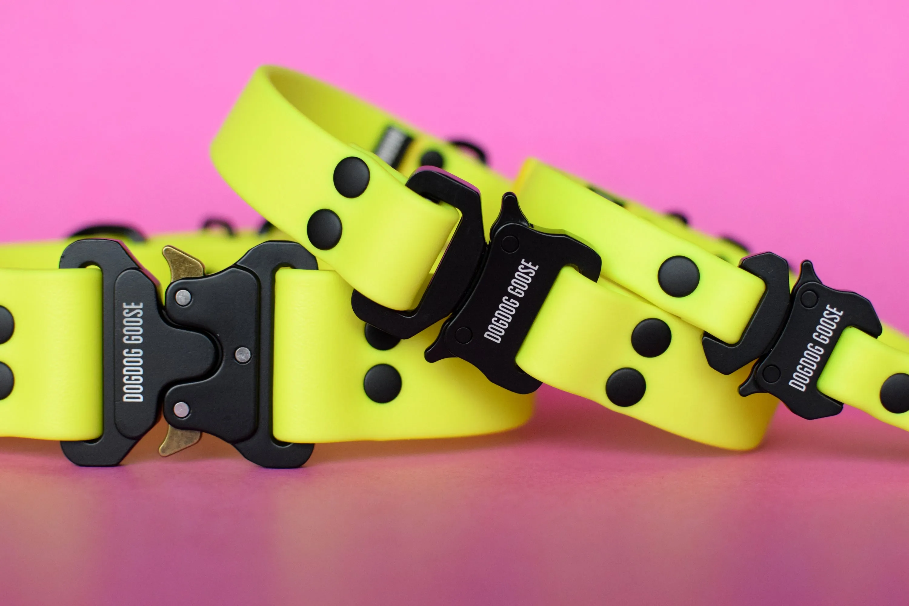 PREMADE COLLECTION - Neon Yellow & Black Biothane Dog Collar
