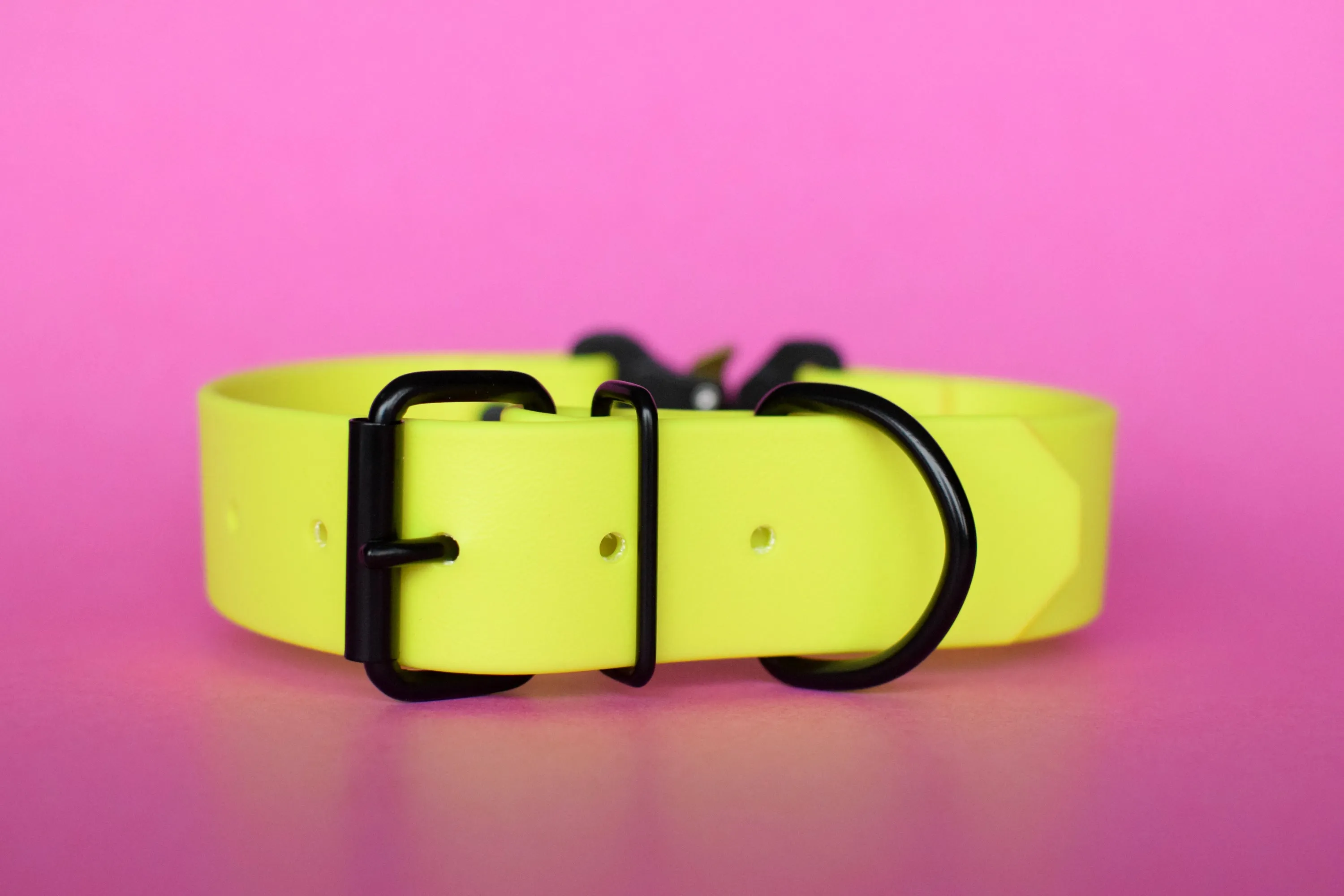 PREMADE COLLECTION - Neon Yellow & Black Biothane Dog Collar