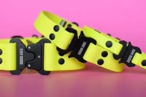 PREMADE COLLECTION - Neon Yellow & Black Biothane Dog Collar