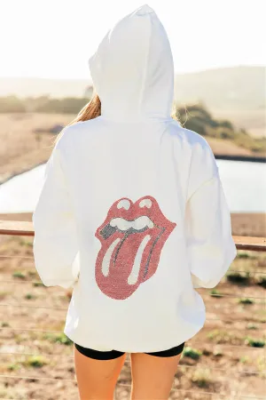 PREORDER!! Crystal Drawstring Sweatshirt w/ Rhinestone Lips in 2 Colors!