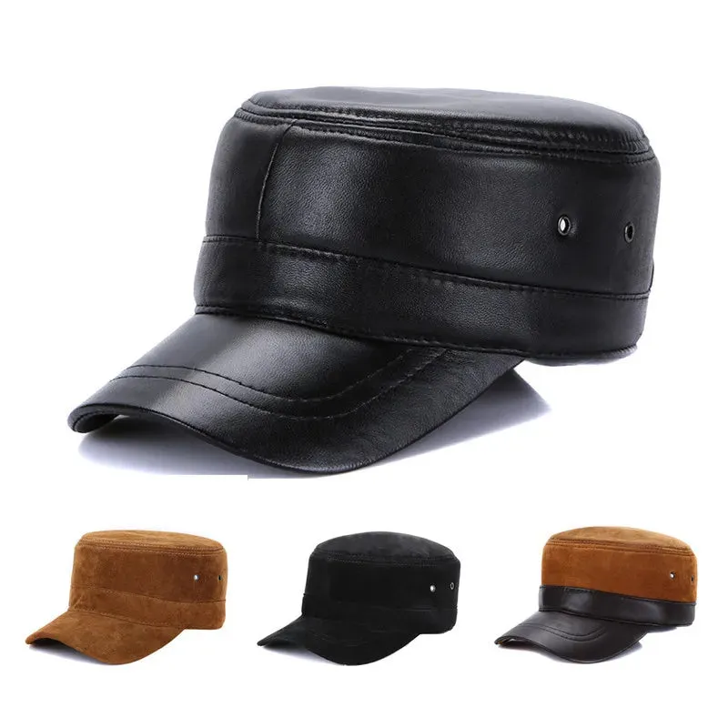 Real Sheepskin Leather Cap New Fashion Fall Winter Leather Unisex Hat