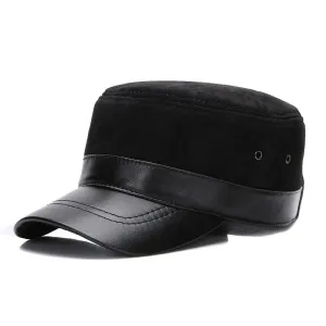 Real Sheepskin Leather Cap New Fashion Fall Winter Leather Unisex Hat