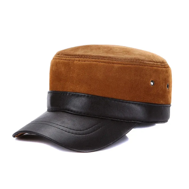 Real Sheepskin Leather Cap New Fashion Fall Winter Leather Unisex Hat