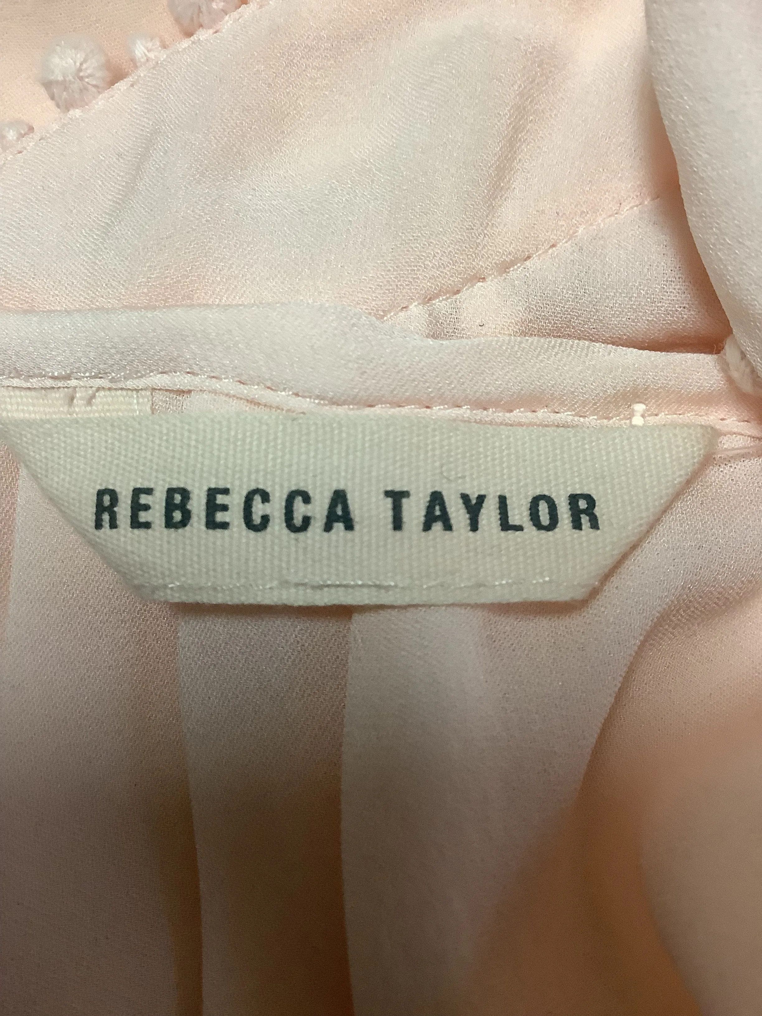 Rebecca Taylor Top Neutral Silk V Neck Ruffled Size: XL