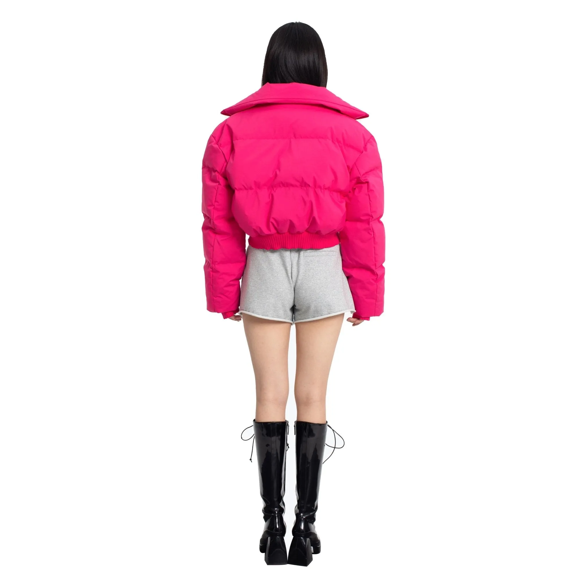 Red Cropped Down Jacket