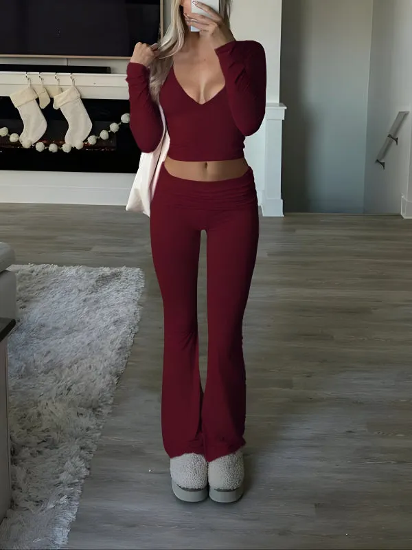 Ruched Design Two Piece Outfit