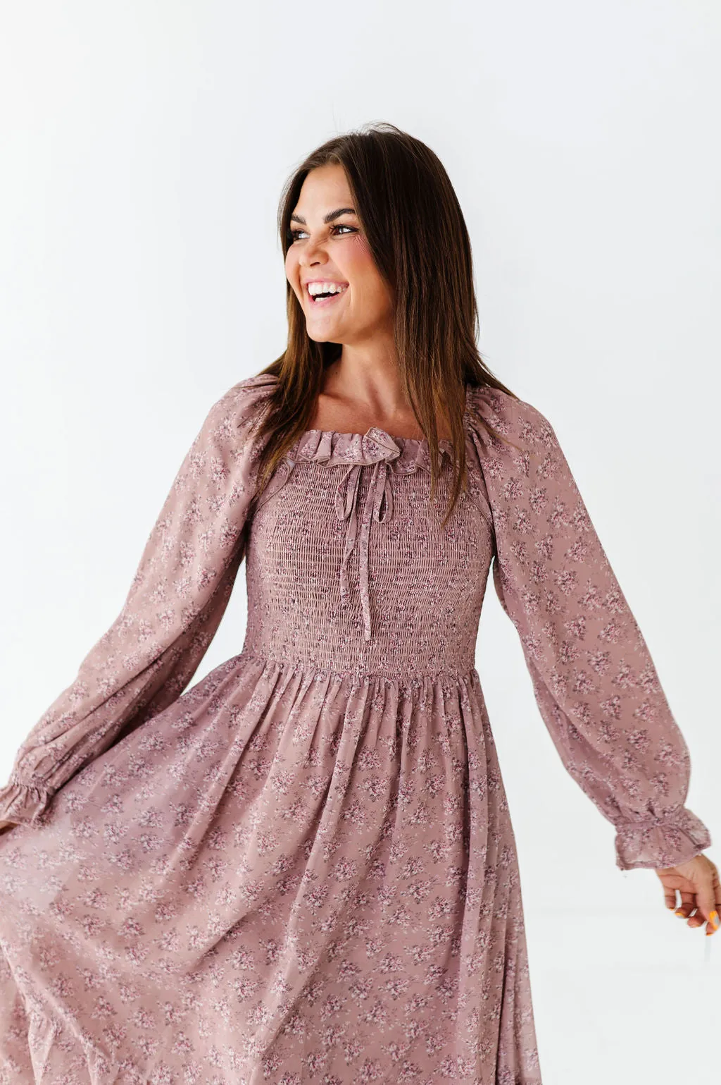 Sav Floral Print Dress in Blush