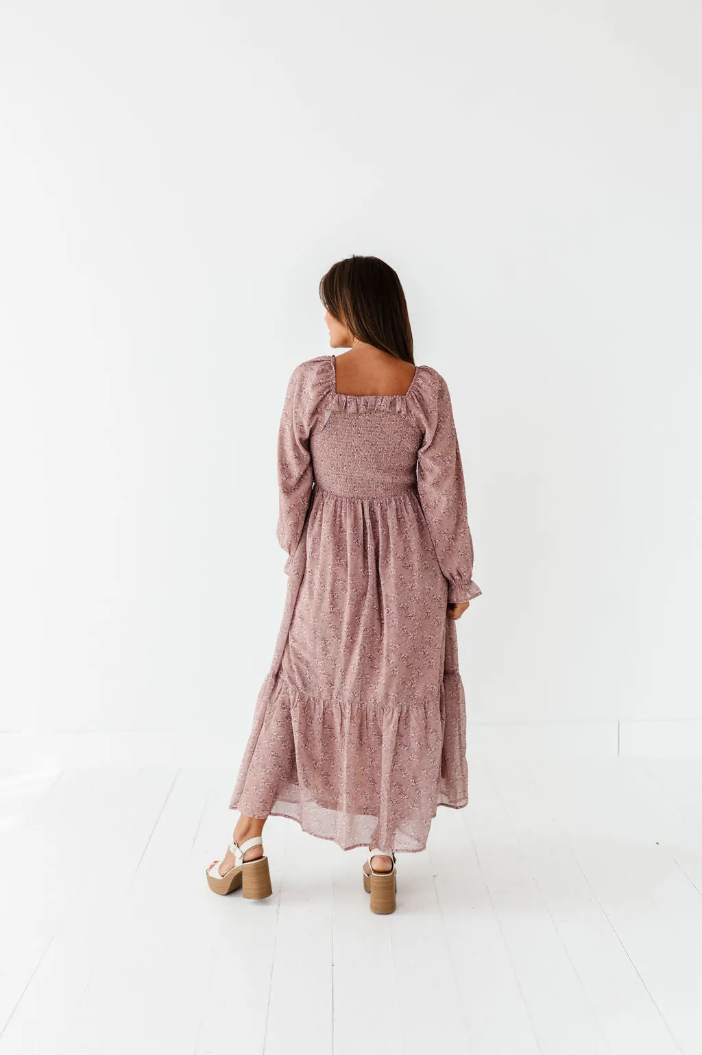 Sav Floral Print Dress in Blush