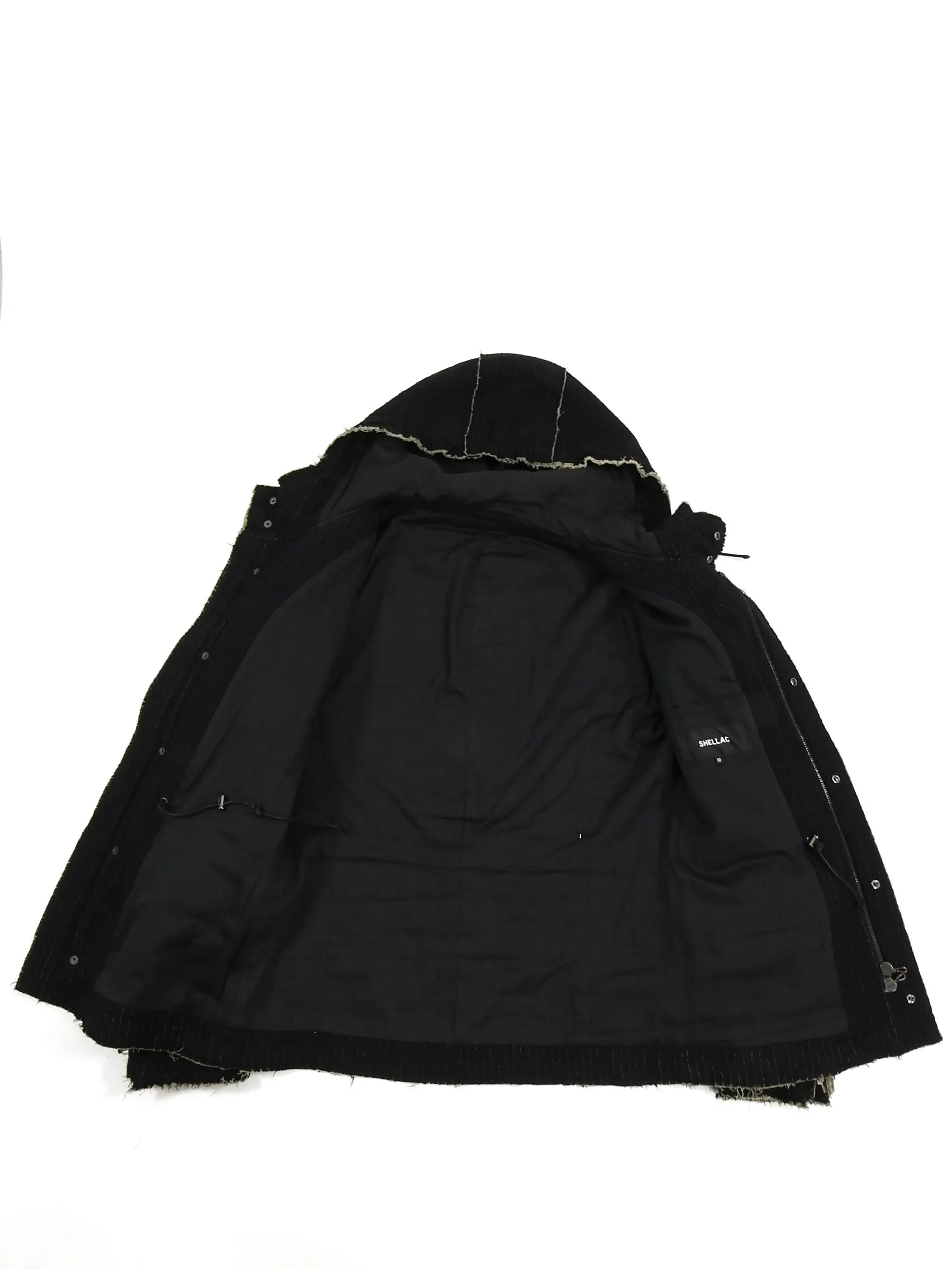 Shellac Raw Edge Pinstripe Parka Jacket - M