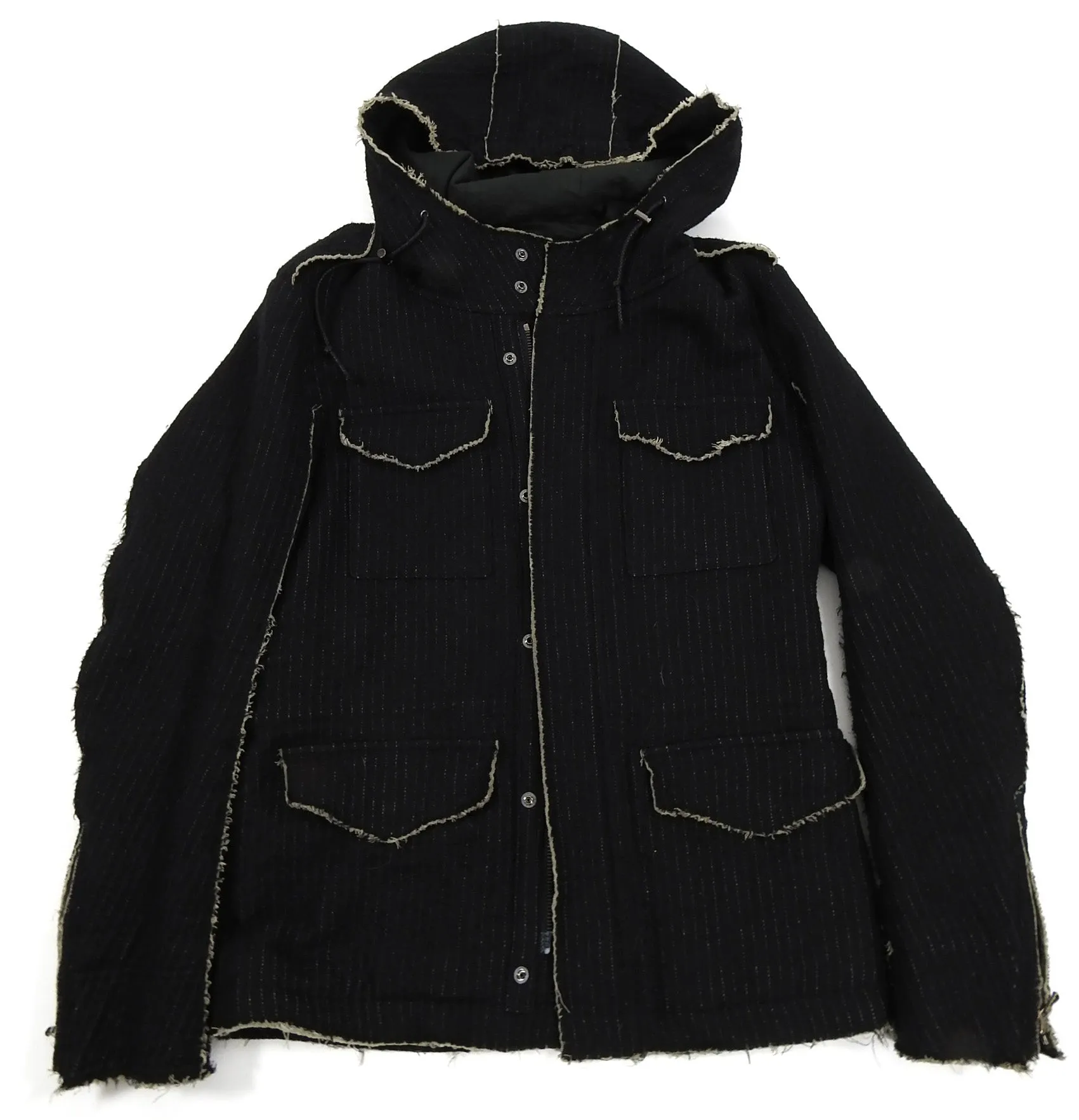 Shellac Raw Edge Pinstripe Parka Jacket - M