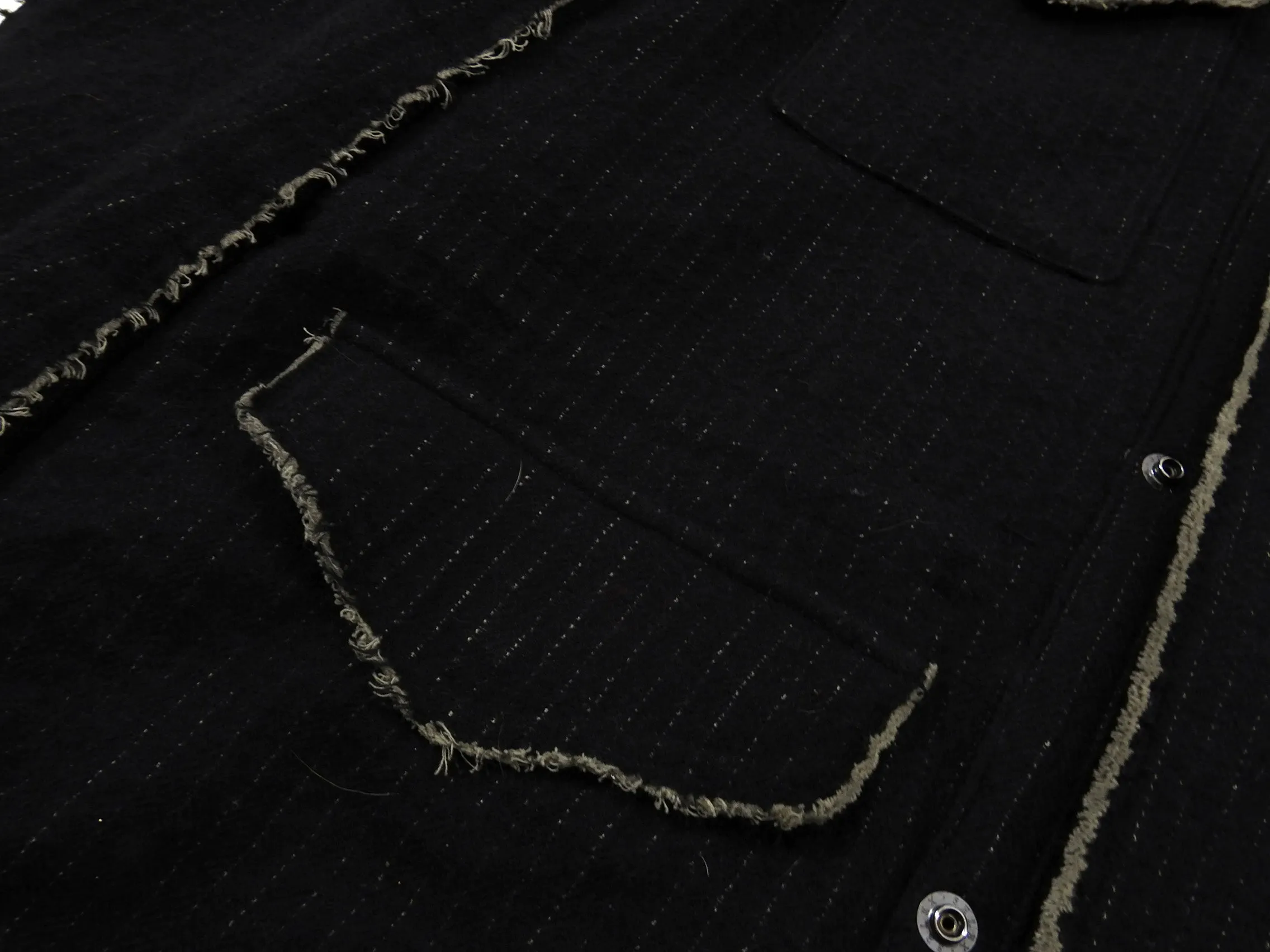 Shellac Raw Edge Pinstripe Parka Jacket - M