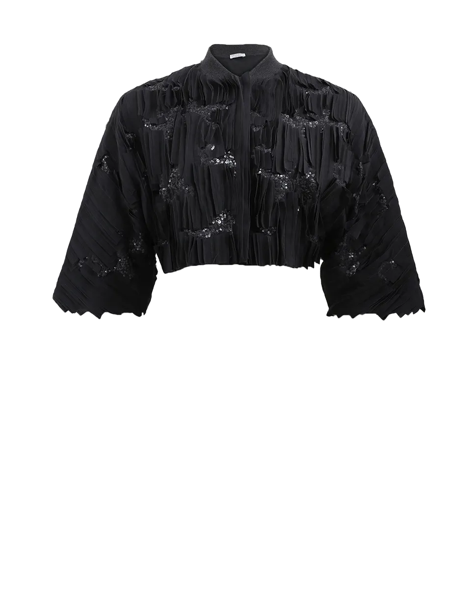 Silk Cropped Bomber Jacket