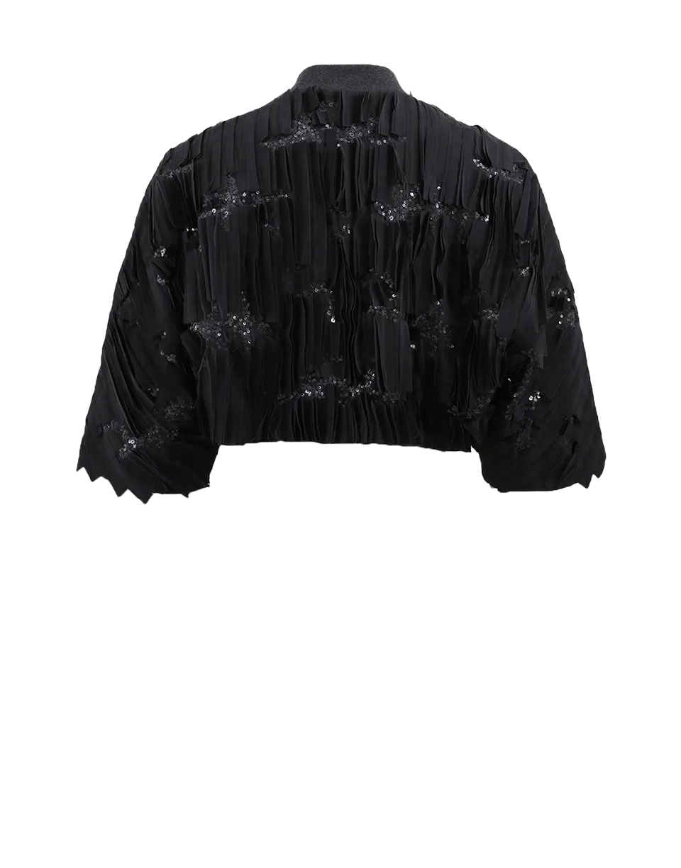 Silk Cropped Bomber Jacket