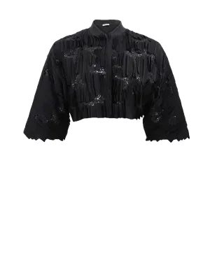 Silk Cropped Bomber Jacket