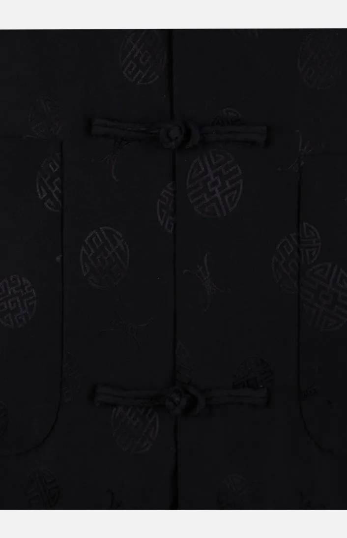 Silk Padded Jacket (Round Pattern)-Black