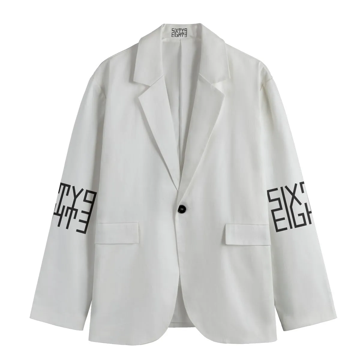 Sixty Eight 93 Logo Black Men's Casual Flat Lapel Collar Blazer #22
