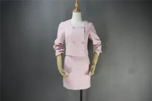 Tailor Made Tweed Square Neck Small Check Blazer   Skirt Suit for Women