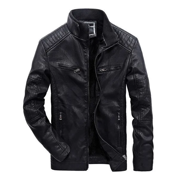 Thick Fleece Faux Leather Jacket