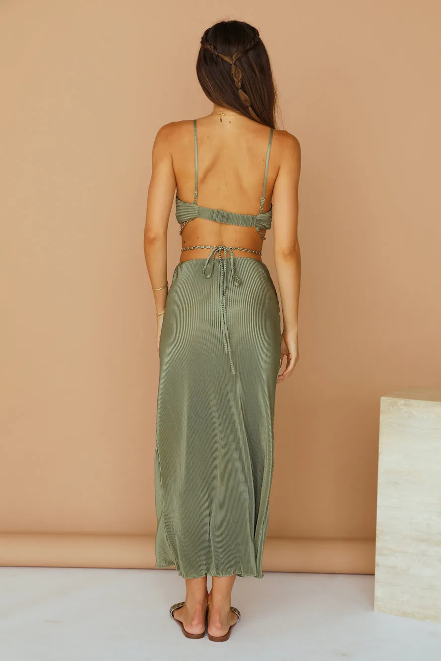 Tropical Nights Maxi Skirt Olive