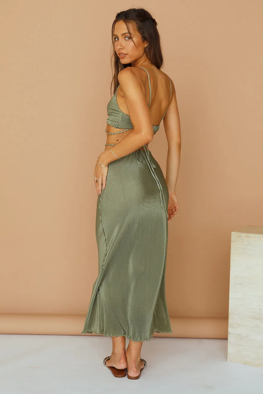 Tropical Nights Maxi Skirt Olive