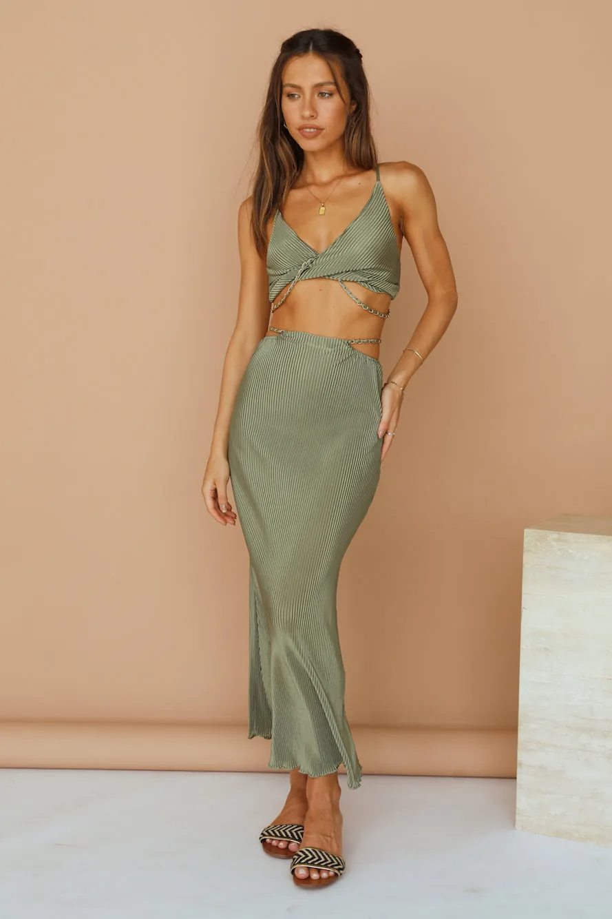 Tropical Nights Maxi Skirt Olive