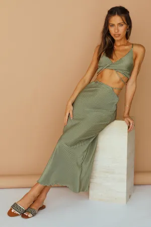 Tropical Nights Maxi Skirt Olive
