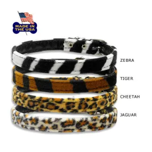Velvet Animal Prints Pet Dog Collar, Made in the USA