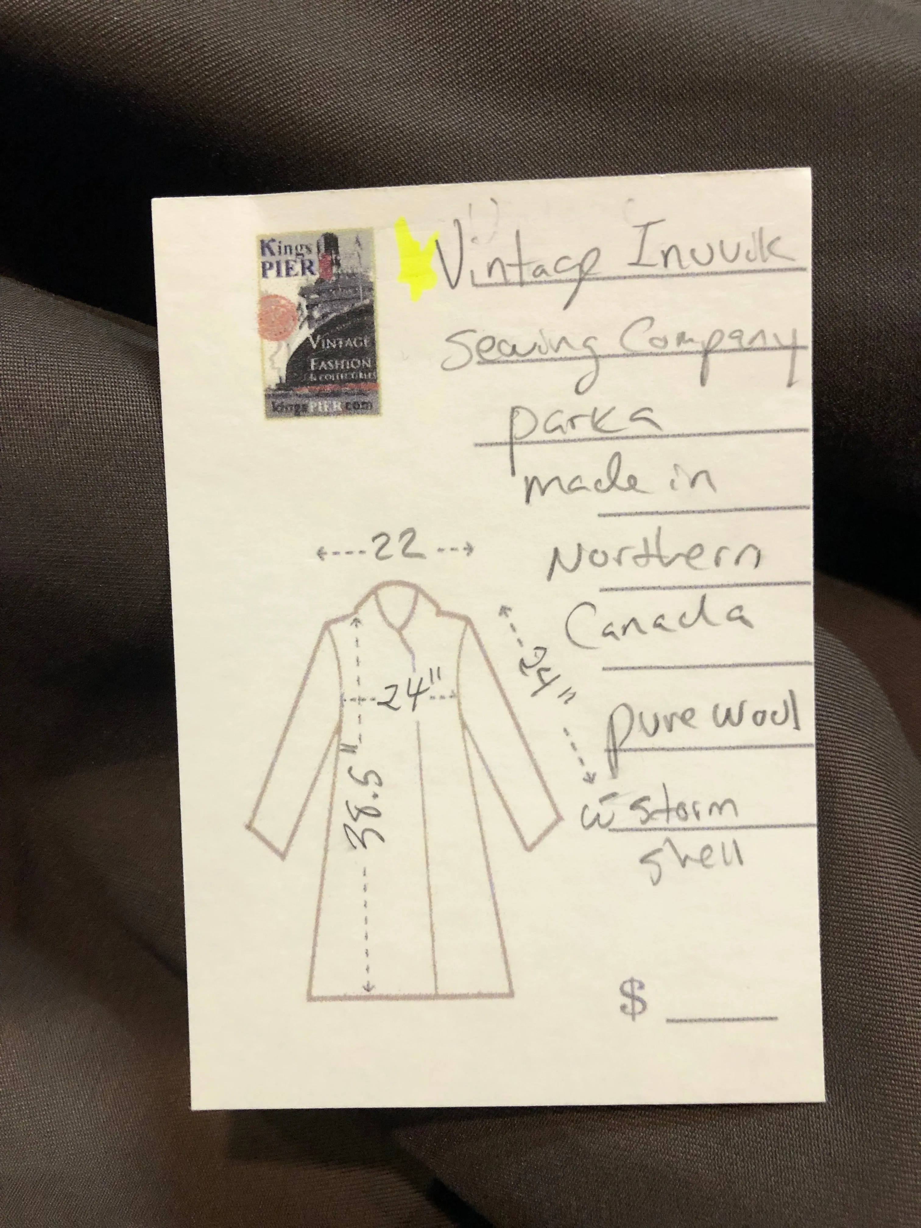 Vintage Inuvik Sewing Company Brown Wool Northern Parka with Storm Shell, Made in Canada, SOLD