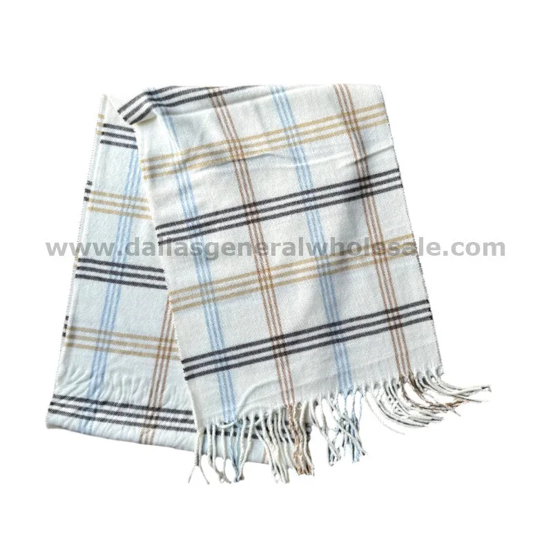 Wholesale Unisex White Cashmere Feel Scarves