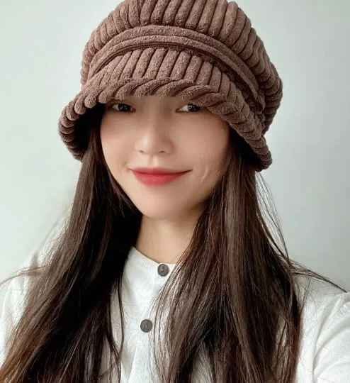 Winter Corduroy Bucket Hat for Women