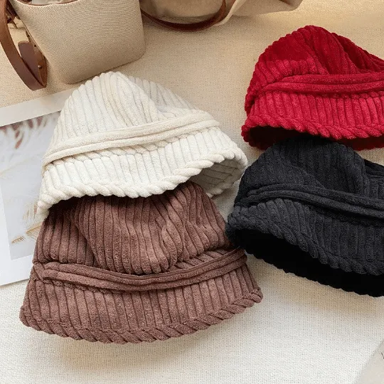 Winter Corduroy Bucket Hat for Women