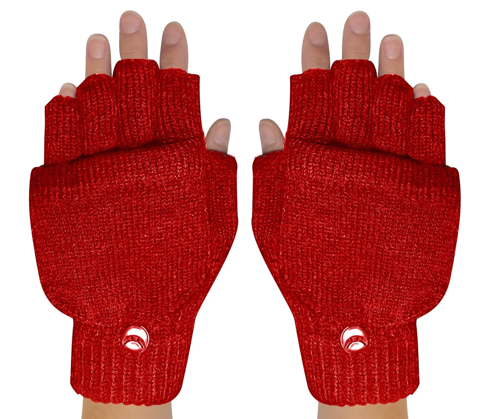 Winter Soft Knit Fingerless Funtional Flap Mitten Gloves