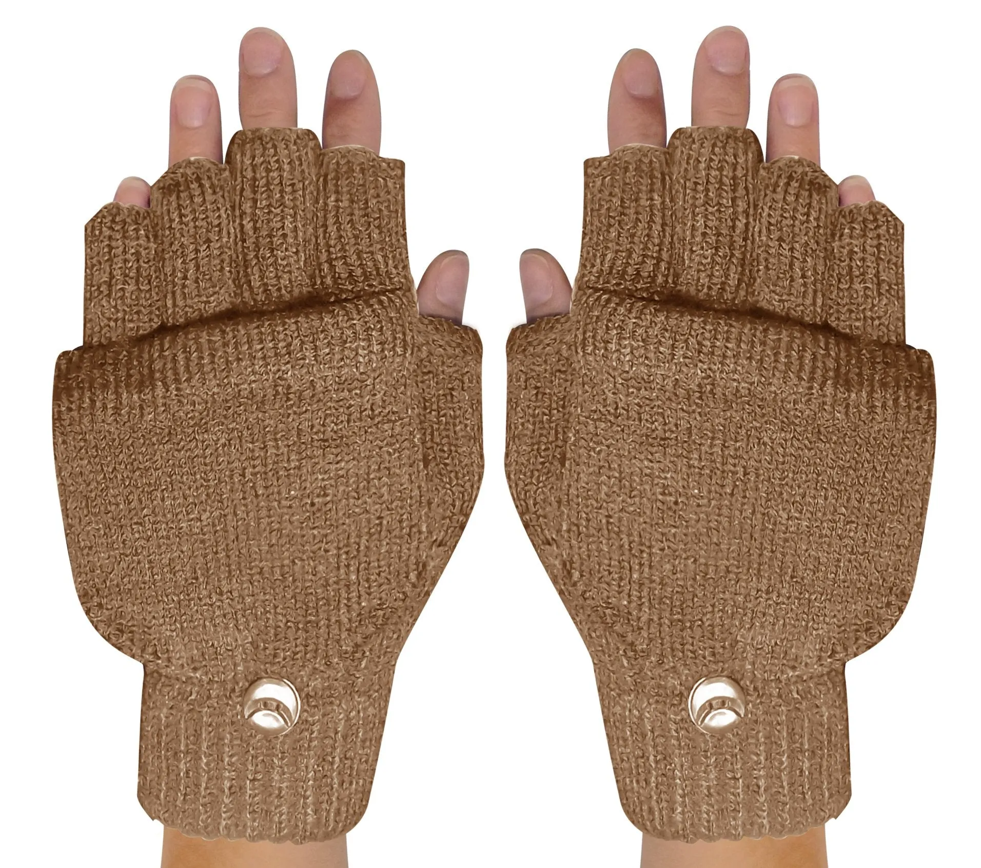Winter Soft Knit Fingerless Funtional Flap Mitten Gloves