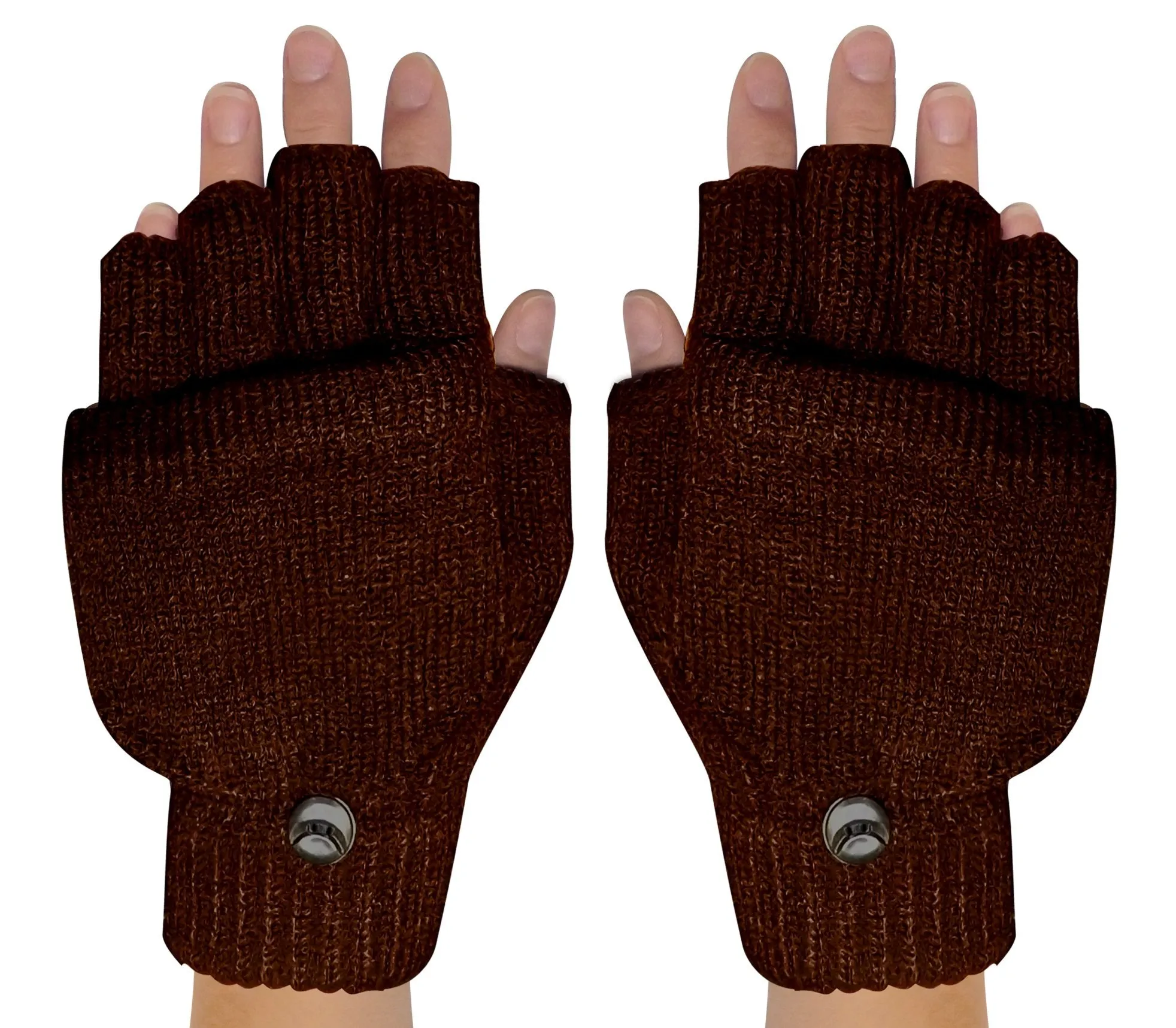 Winter Soft Knit Fingerless Funtional Flap Mitten Gloves