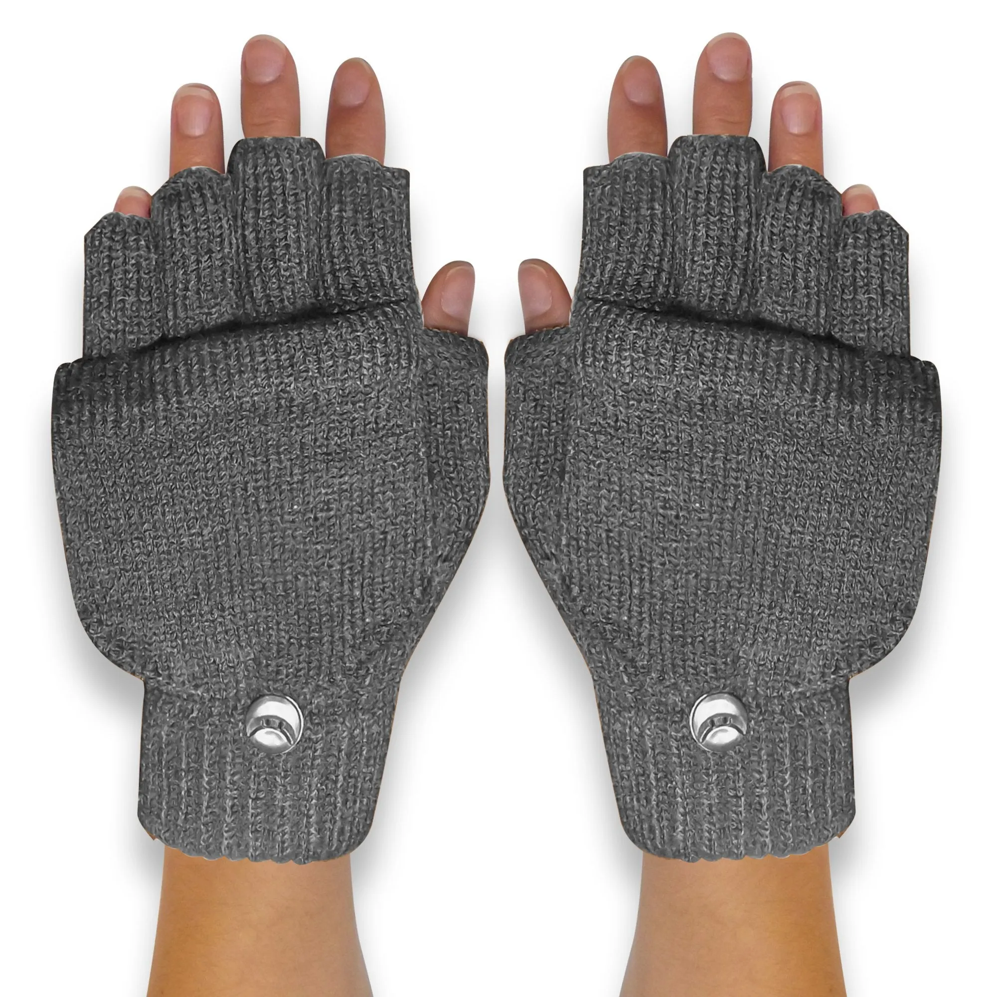 Winter Soft Knit Fingerless Funtional Flap Mitten Gloves