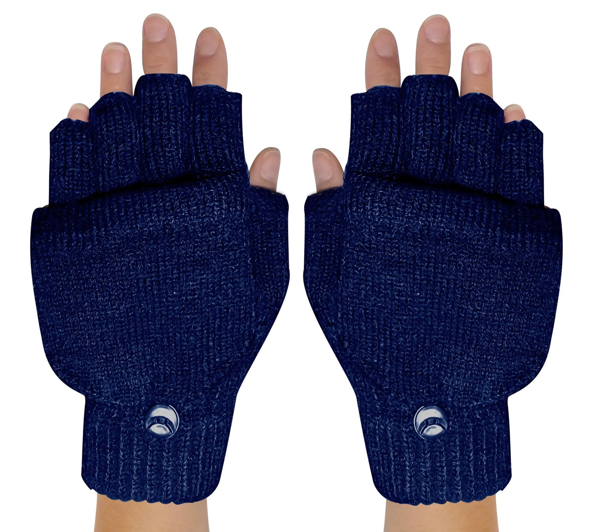 Winter Soft Knit Fingerless Funtional Flap Mitten Gloves