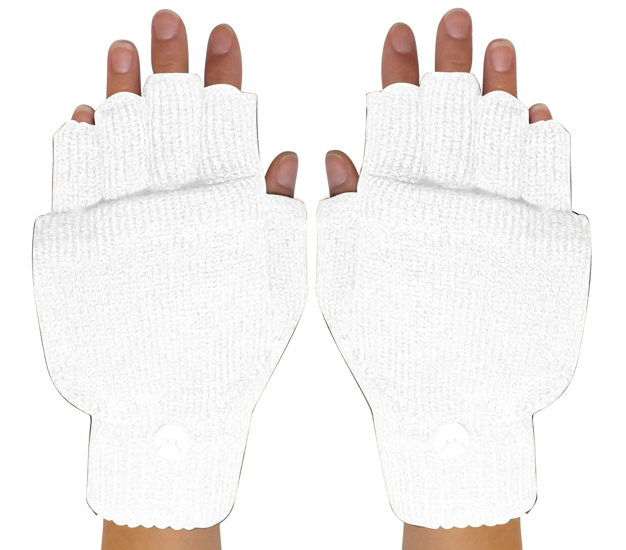 Winter Soft Knit Fingerless Funtional Flap Mitten Gloves